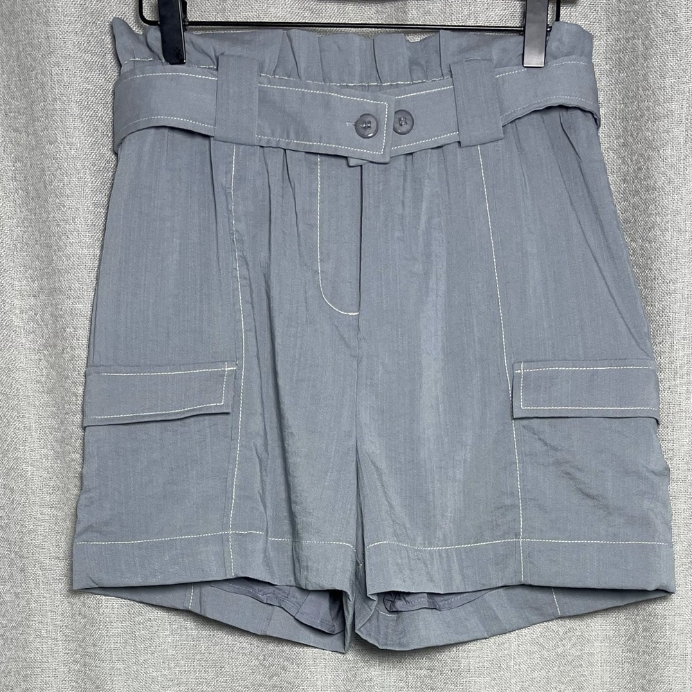 Moon River Shorts Women S NWT Gray Paperbag Waist Belted Cargo Utility High Rise
